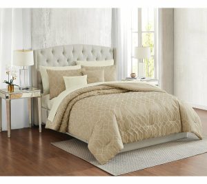 Bedspreads & Sets |   Victoria Geo Gold 9Pc Queen Comf Orter Set Bedspreads & Sets Bedspreads & Sets